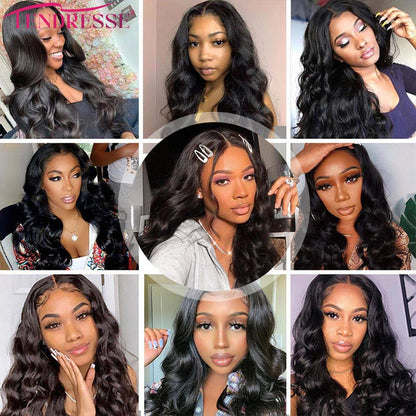 Hair Blond Brown Body Wave 3 Bundles With 4x4 HD