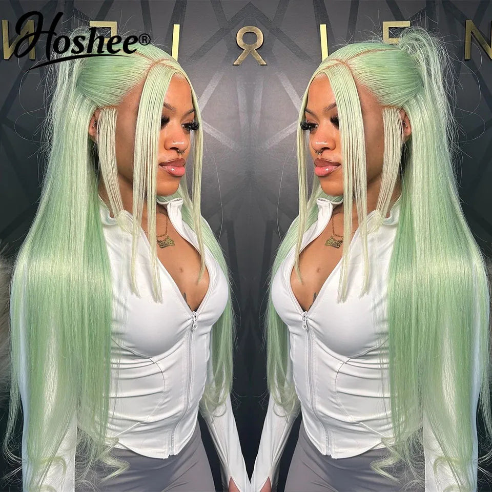 Lake Blue Colored Human Hair Wigs