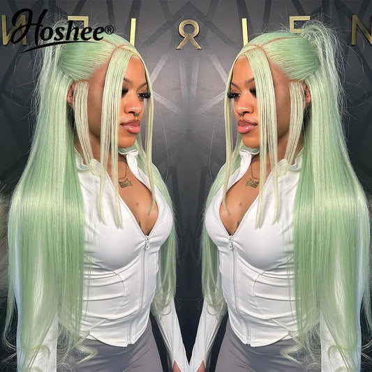 Lake Blue Colored Human Hair Wigs