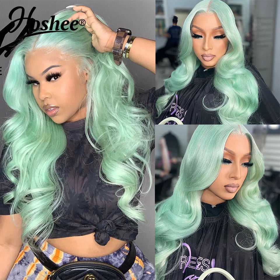 Lake Blue Colored Human Hair Wigs