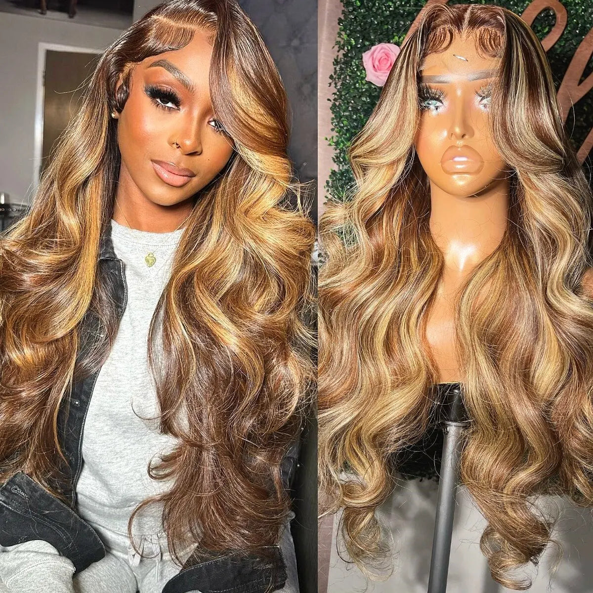 Ombre Colored Honey Blonde Lace Front Human Hair