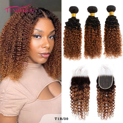 Curly Bundles With Closure Afro Bohemian