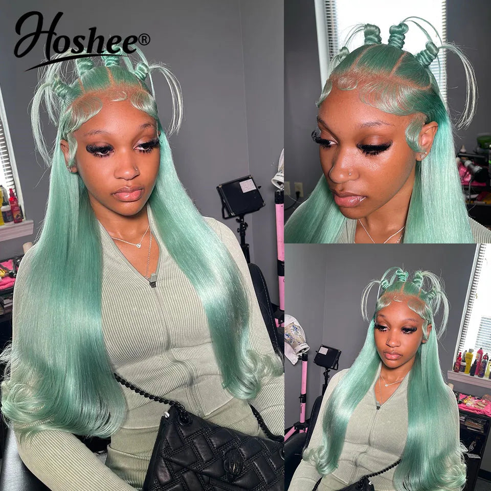 Lake Blue Colored Human Hair Wigs